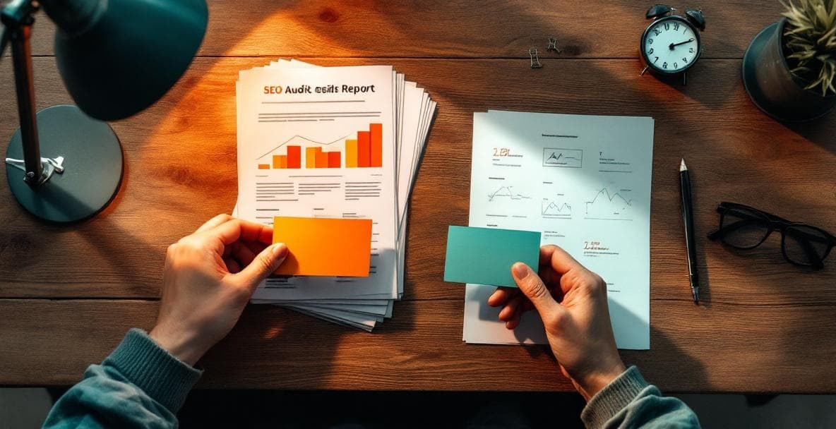 Агентство vs фрилансер: две визитки и рабочие материалы на столе