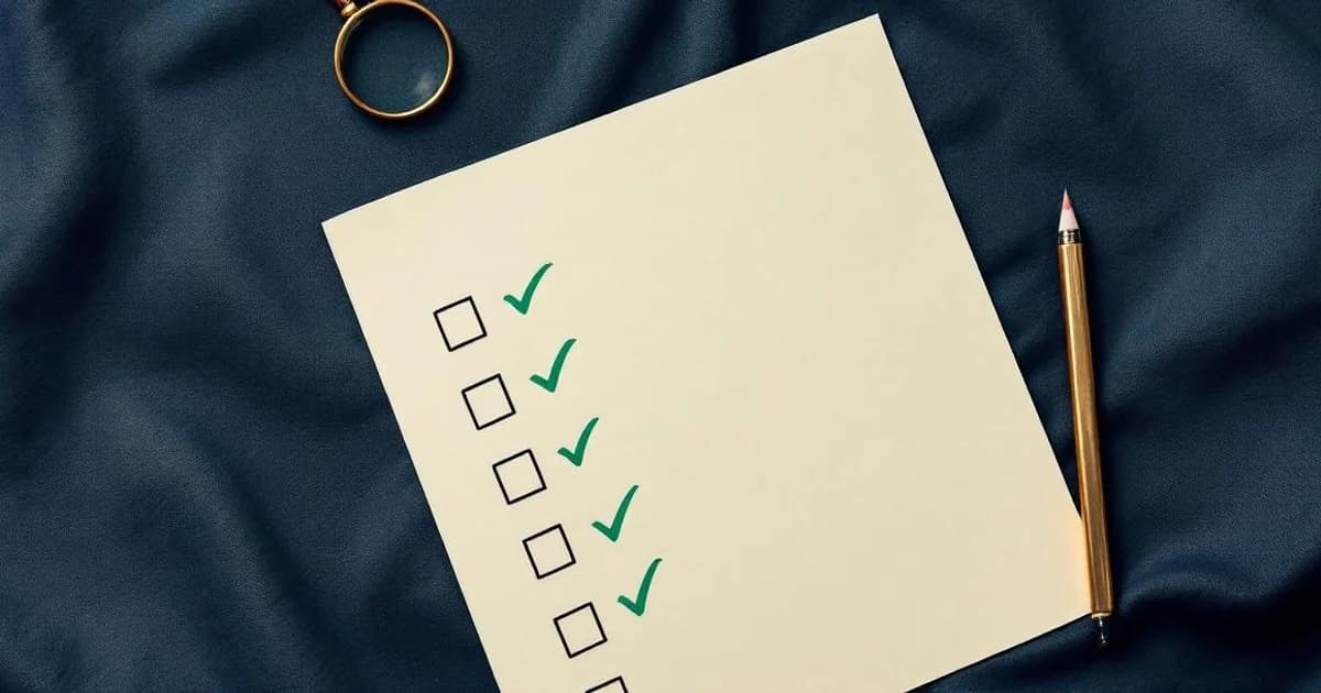 Лупа на распечатанном чеклисте с зелёными галочками — SEO аудит сайта